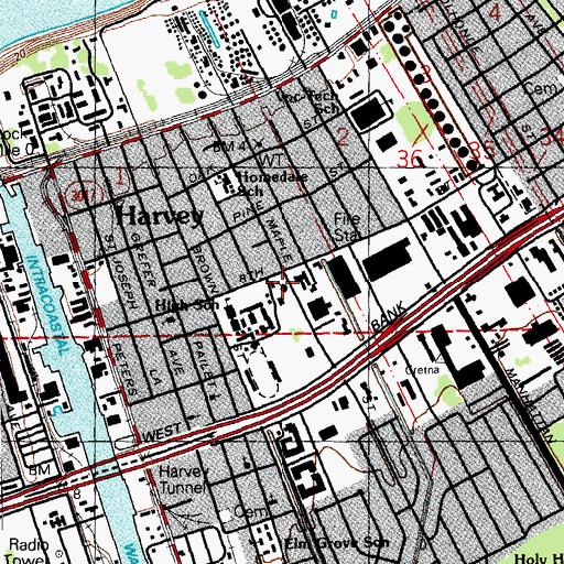 Topographic Map of Infant Jesus of Prague Church, LA