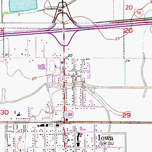 Topographic Map of Iowa First United Methodist Church, LA
