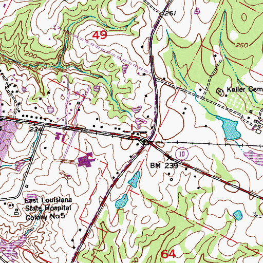 Topographic Map of Jackson Baptist Church, LA