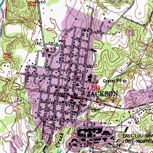 Topographic Map of Jackson United Methodist Church, LA