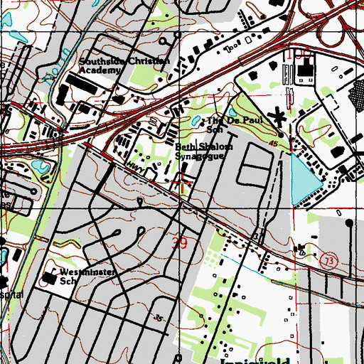 Topographic Map of Jefferson Baptist Church, LA
