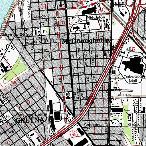 Topographic Map of Jesus Is Lord Evangelistic Ministries, LA