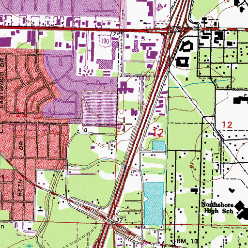 Topographic Map of Joy Fellowship Church, LA