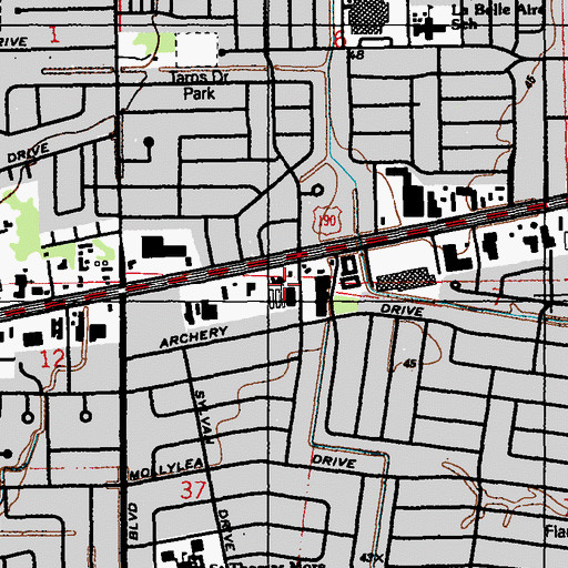 Topographic Map of Jubilee Christian Center Church, LA