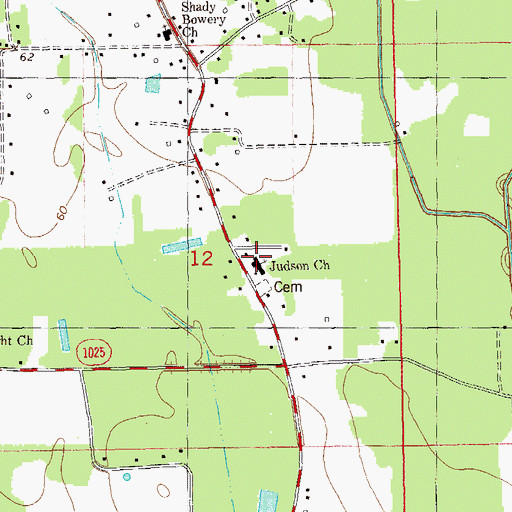 Topographic Map of Judson Baptist Church, LA