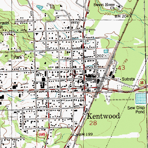 Topographic Map of Kentwood United Methodist Church, LA