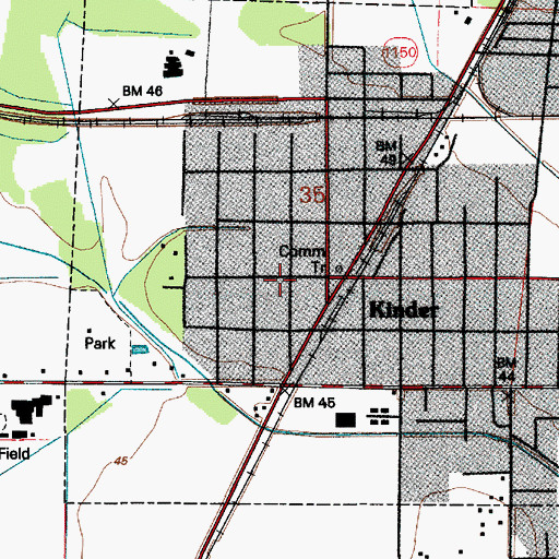 Topographic Map of Kinder Bible Church, LA