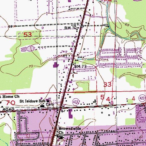 Topographic Map of Kingdom Hall of Jehovahs Witnesses, LA