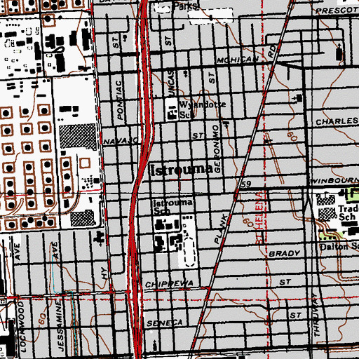 Topographic Map of Kingdom Hall of Jehovahs Witnesses, LA
