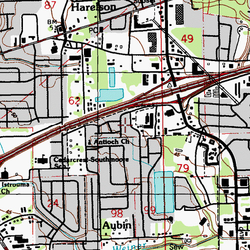 Topographic Map of Kingdom Hall of Jehovahs Witnesses, LA