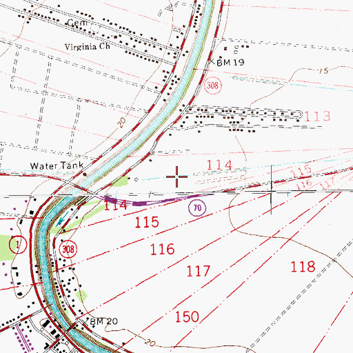 Topographic Map of Kingdom Hall of Jehovahs Witnesses, LA