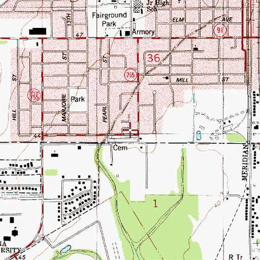 Topographic Map of Kingdom Hall of Jehovahs Witnesses, LA