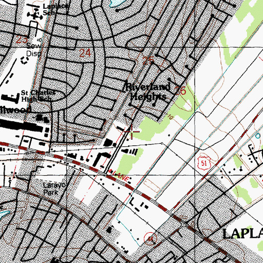 Topographic Map of Kingdom Hall of Jehovahs Witnesses, LA