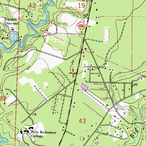 Topographic Map of Kingdom Hall of Jehovahs Witnesses, LA
