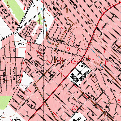 Topographic Map of Kingdom Hall of Jehovahs Witnesses, LA