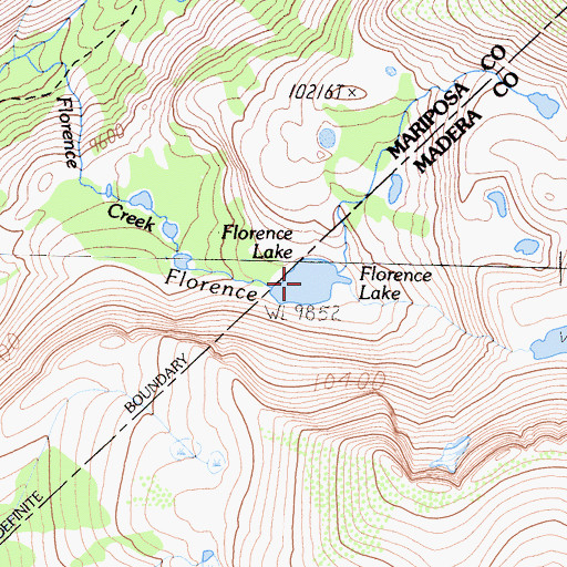 Topographic Map of Florence Lake, CA
