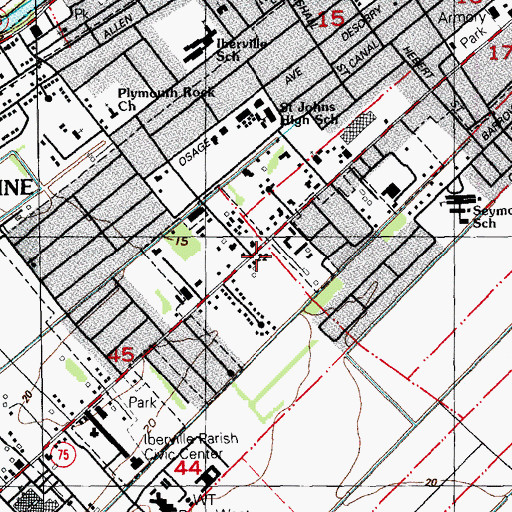 Topographic Map of Kingdom Hall of Jehovahs Witnesses, LA