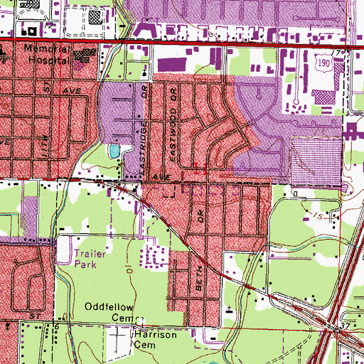 Topographic Map of Kingdom Hall of Jehovahs Witnesses, LA