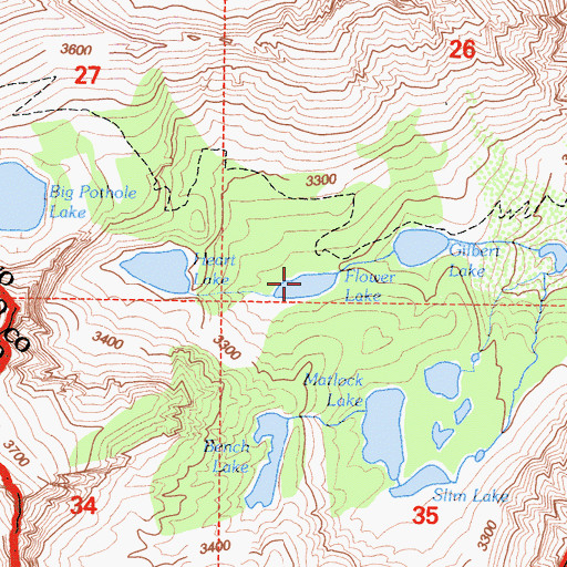 Topographic Map of Flower Lake, CA