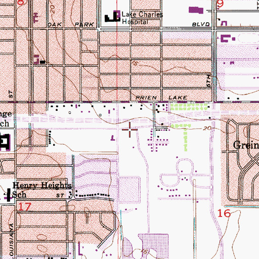 Topographic Map of Lake Charles Revival Center, LA