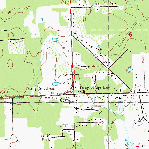 Topographic Map of Lake Martin Baptist Church, LA