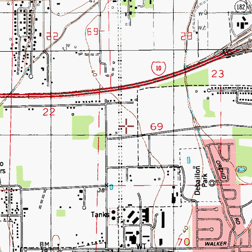 Topographic Map of Landmark Worship Center of Lafayette, LA