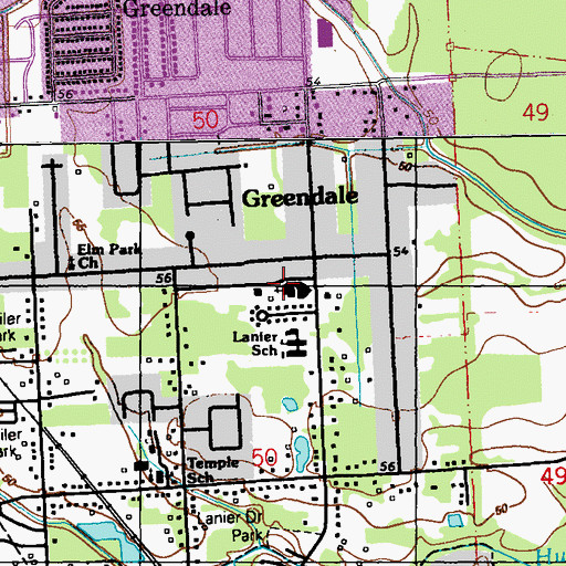 Topographic Map of Lanier Baptist Church, LA