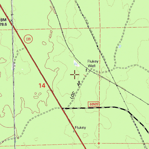 Topographic Map of Flukey Well, CA