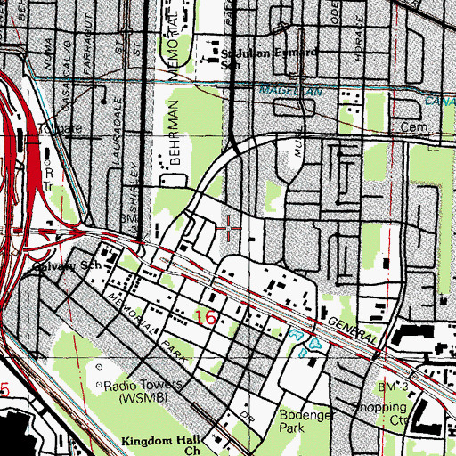 Topographic Map of Life Center Cathedral, LA