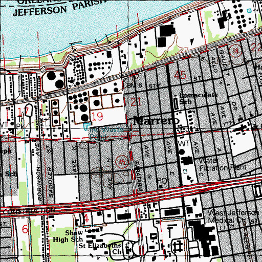Topographic Map of Life Light Missionary Baptist Church, LA