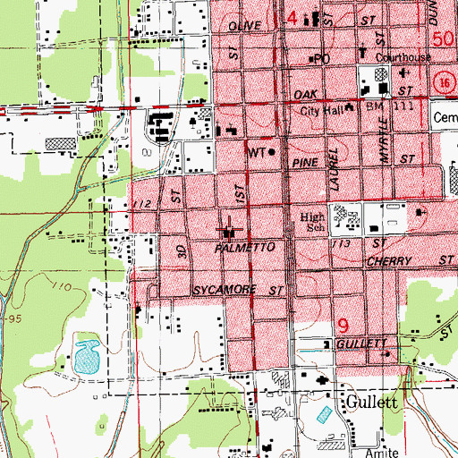 Topographic Map of Little Bethel Church School, LA