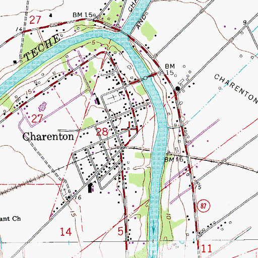 Topographic Map of Little Pass Baptist Church, LA