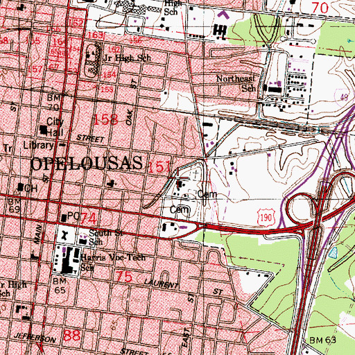 Topographic Map of Little Zion Baptist Church, LA