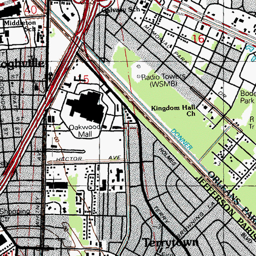 Topographic Map of Live Up the Name of Jesus Church, LA