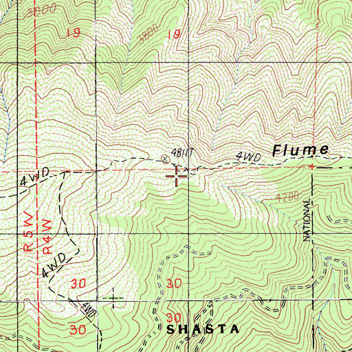 Topographic Map of Flume Creek Ridge, CA