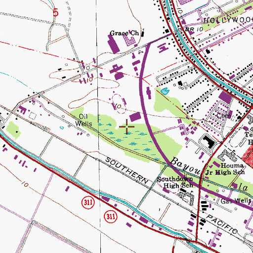 Topographic Map of Living Gospel Church, LA