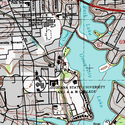 Topographic Map of Louisiana State University Chapel on the Campus, LA