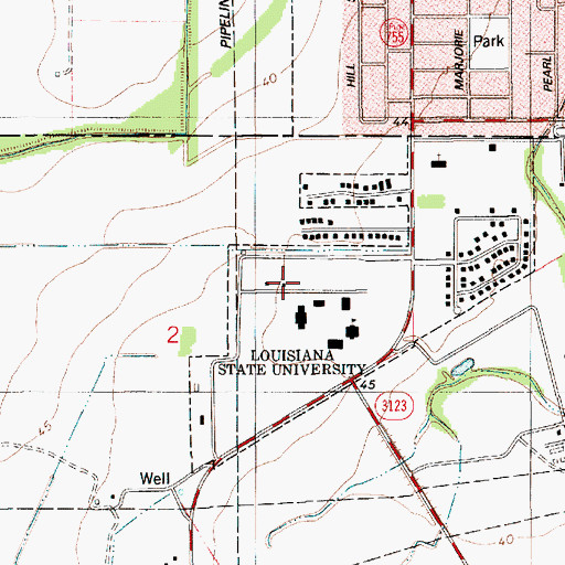 Topographic Map of Louisiana State University Eunice Campus Baptist Collegiate Ministry, LA