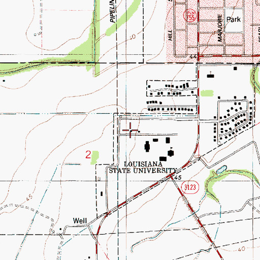 Topographic Map of Louisiana State University Eunice Campus Catholic Student Union, LA