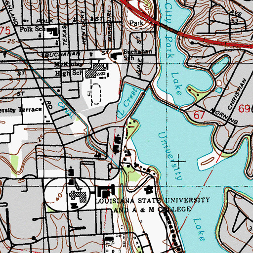 Topographic Map of Louisiana State University Lutheran Student Center, LA