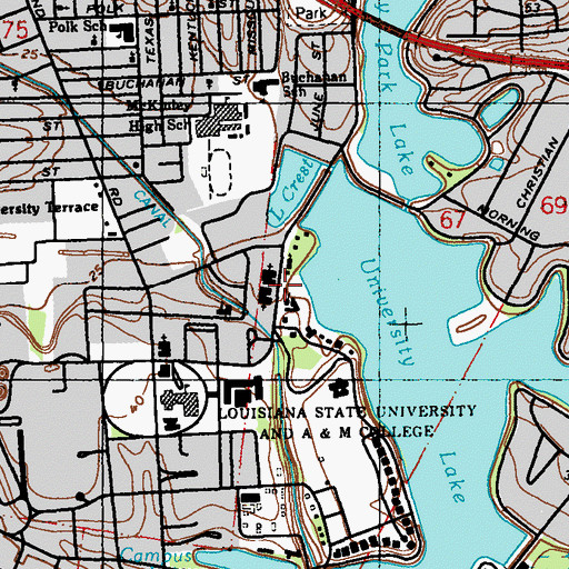 Topographic Map of Louisiana State University Mormon Student Center, LA