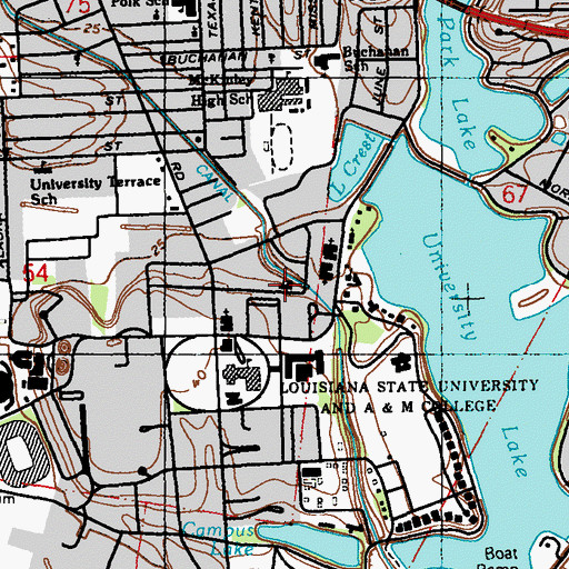 Topographic Map of Louisiana State University Uniting Campus Ministry, LA