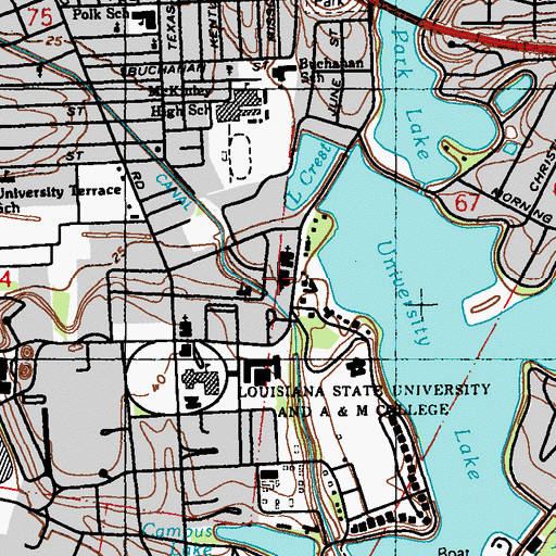 Topographic Map of Louisiana State University University Methodist Church, LA