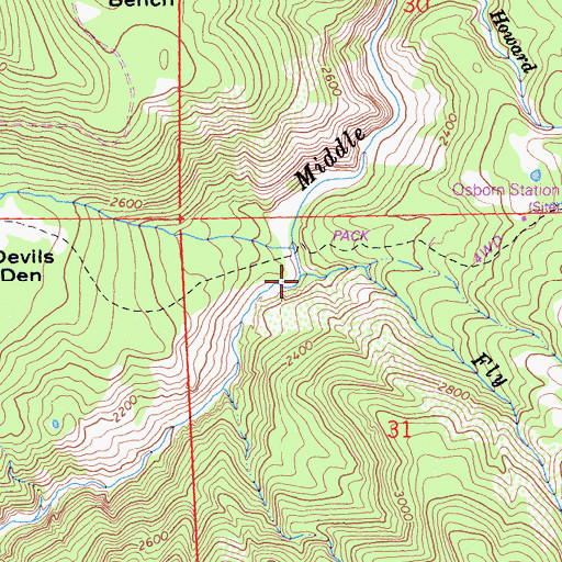 Topographic Map of Fly Creek, CA