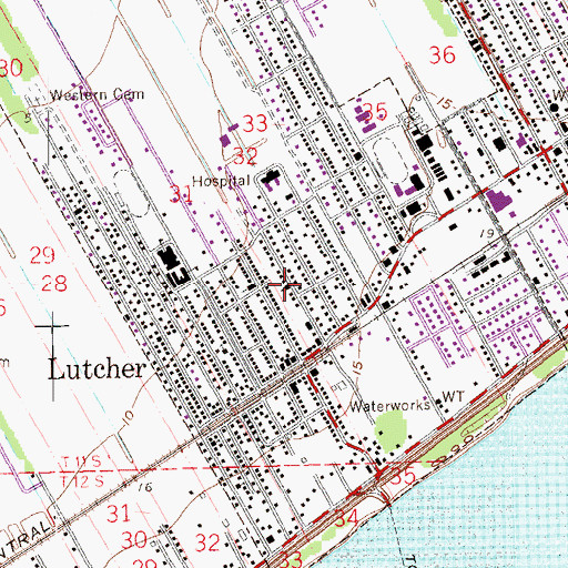 Topographic Map of Lutcher Methodist Church, LA