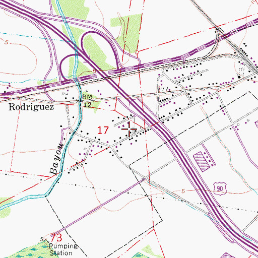 Topographic Map of Macedonia Baptist Church, LA