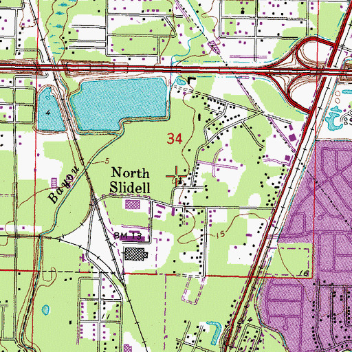 Topographic Map of Macedonia Baptist Church, LA