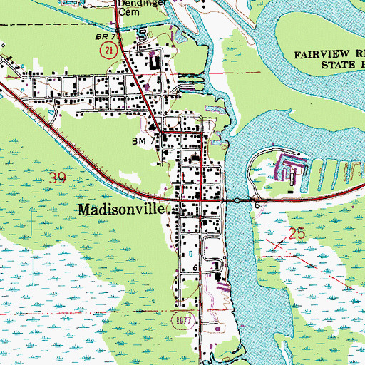 Topographic Map of Madisonville Presbyterian Church, LA