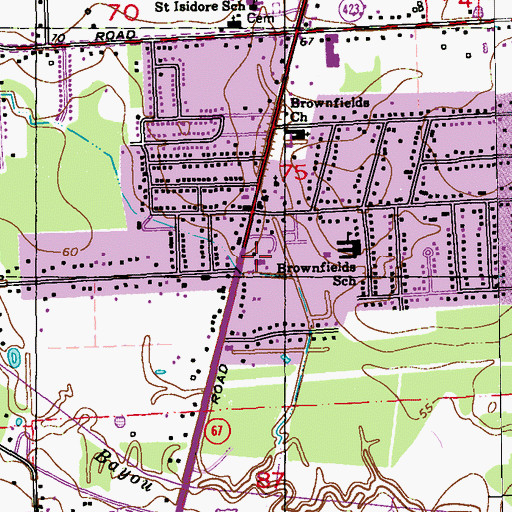 Topographic Map of Mary's House of Bread Church, LA