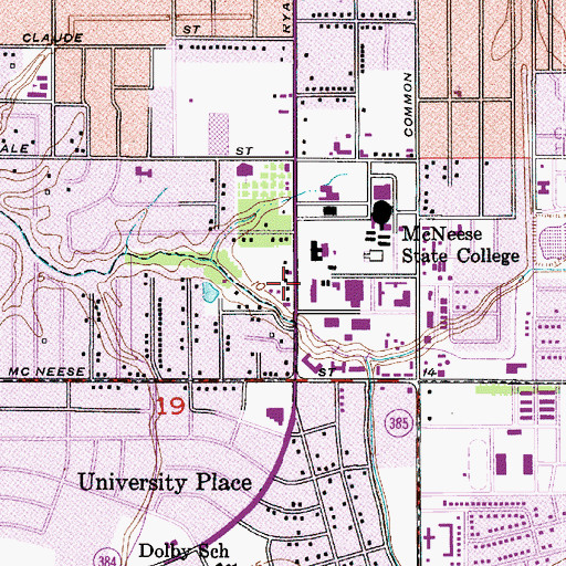 Topographic Map of McNeese State University Baptist Student Center, LA